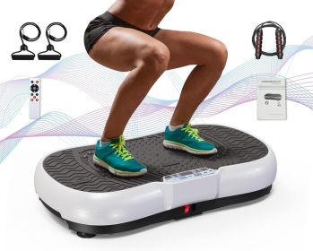 Vibration Plate Exercise Machine 10 Modes Whole Body Workout Vibration Fitness Platform w/ Loop Bands Jump Rope Bluetooth