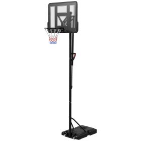 Soozier Portable Basketball Hoop, 7.7-10' Height Adjustable Basketball Goal with 43" Shatterproof Backboard, Wheels, and Fillable Base for Teenagers,