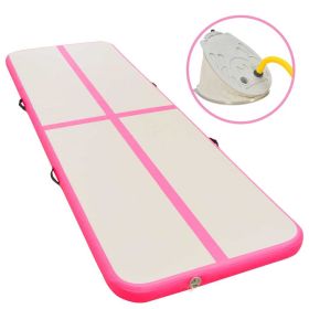 Inflatable Gymnastics Mat with Pump 196.9"x39.4"x3.9" PVC Pink