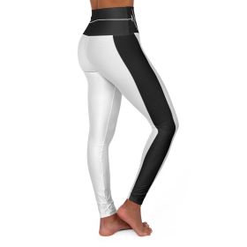 High Waisted Yoga Leggings, White And Black White Bordered Beating Heart Sports Pants