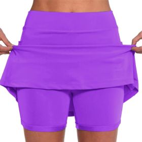 Elastic Yoga Culottes for Women Athletic Shorts Lightweight High Waist Joggers (Color: Purple, size: S)