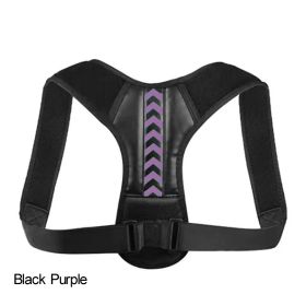 Adjustable Back Shoulder Posture Corrector Belt For Clavicle Spine Support Body Reshape Pain Relief From Neck; Back And Shoulder ( Buy A Size Up ) (Color: Black Purple, size: S(20-40Kg))