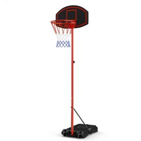 Portable Outdoor Adjustable Basketball Hoop System Stand (Type: Exercise & Fitness, Color: Red & Black)