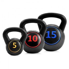 5 10 15 lbs Weight Kettlebell Home Fitness 3 Pieces Set Kettle Bell (Type: Exercise & Fitness, Color: Black)