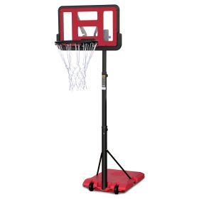 Use for Outdoor Height Adjustable 4.8 to 7.7ft Basketball Hoop 44 Inch Backboard Portable Basketball Goal System with Stable Base and Wheels (Color: as Pic)